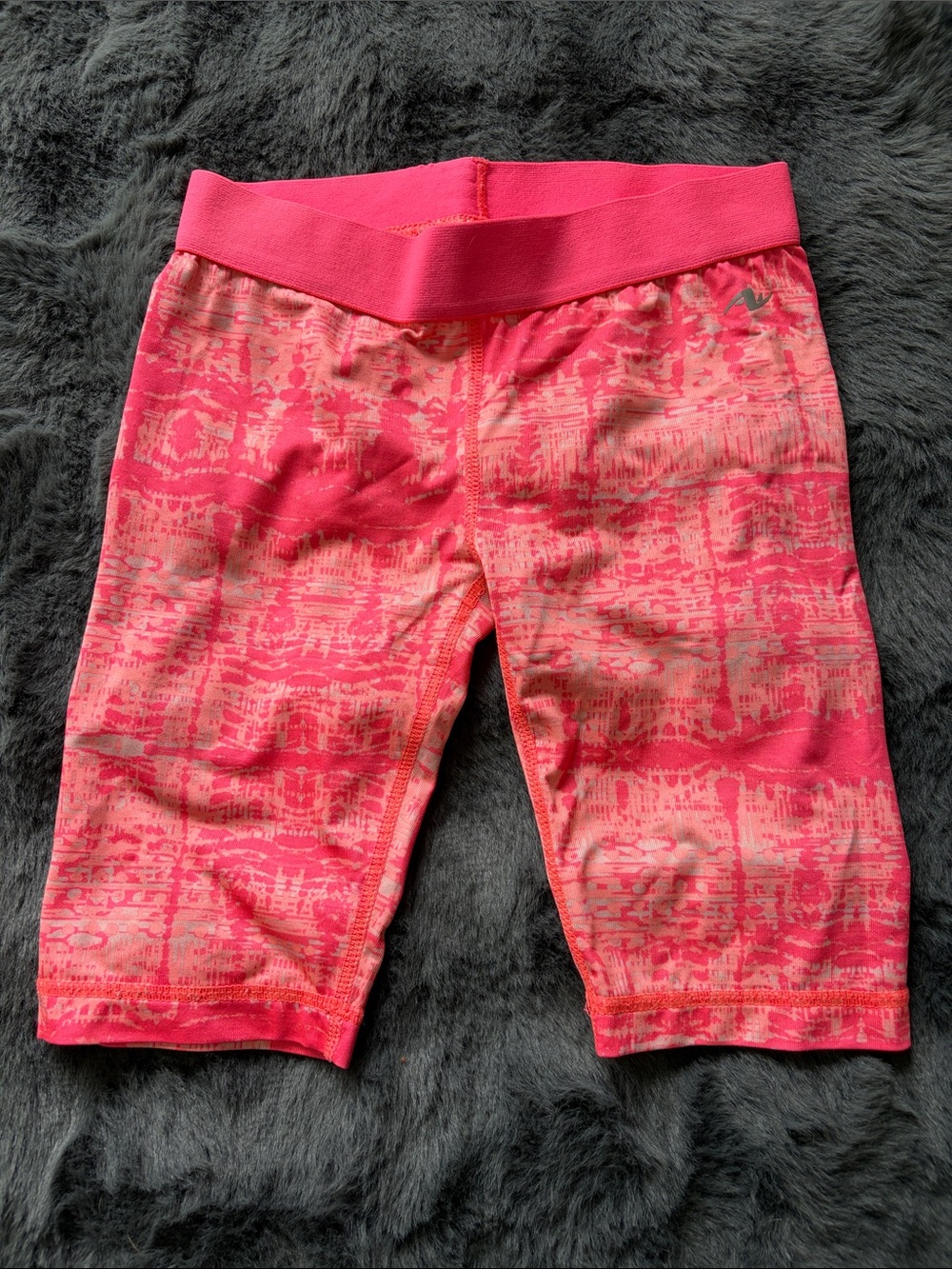 Girls' Active Pink Patterned Bike Shorts 7/8